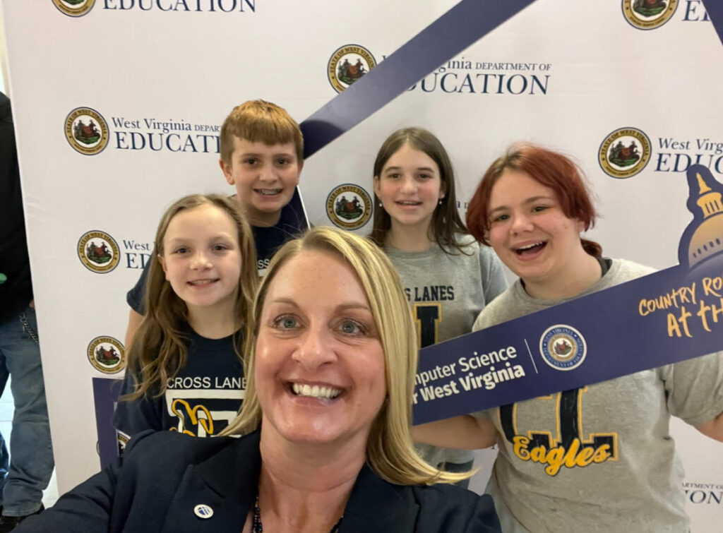 Tiffany Pace with her students at the West Virginia capitol