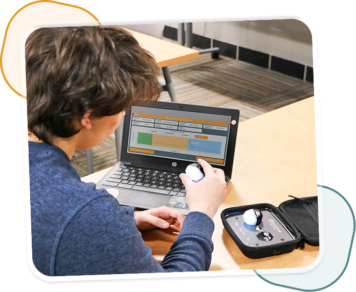 Student using DataSnap kit with laptop in the classroom