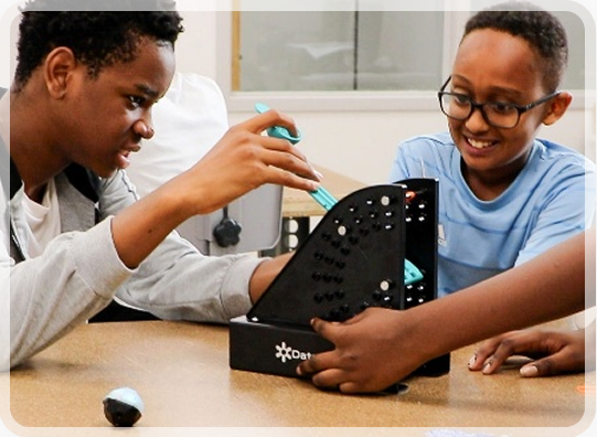Students collaborating on a DataSnap racer project
